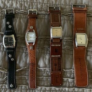 Multiple Fossil leather band watches